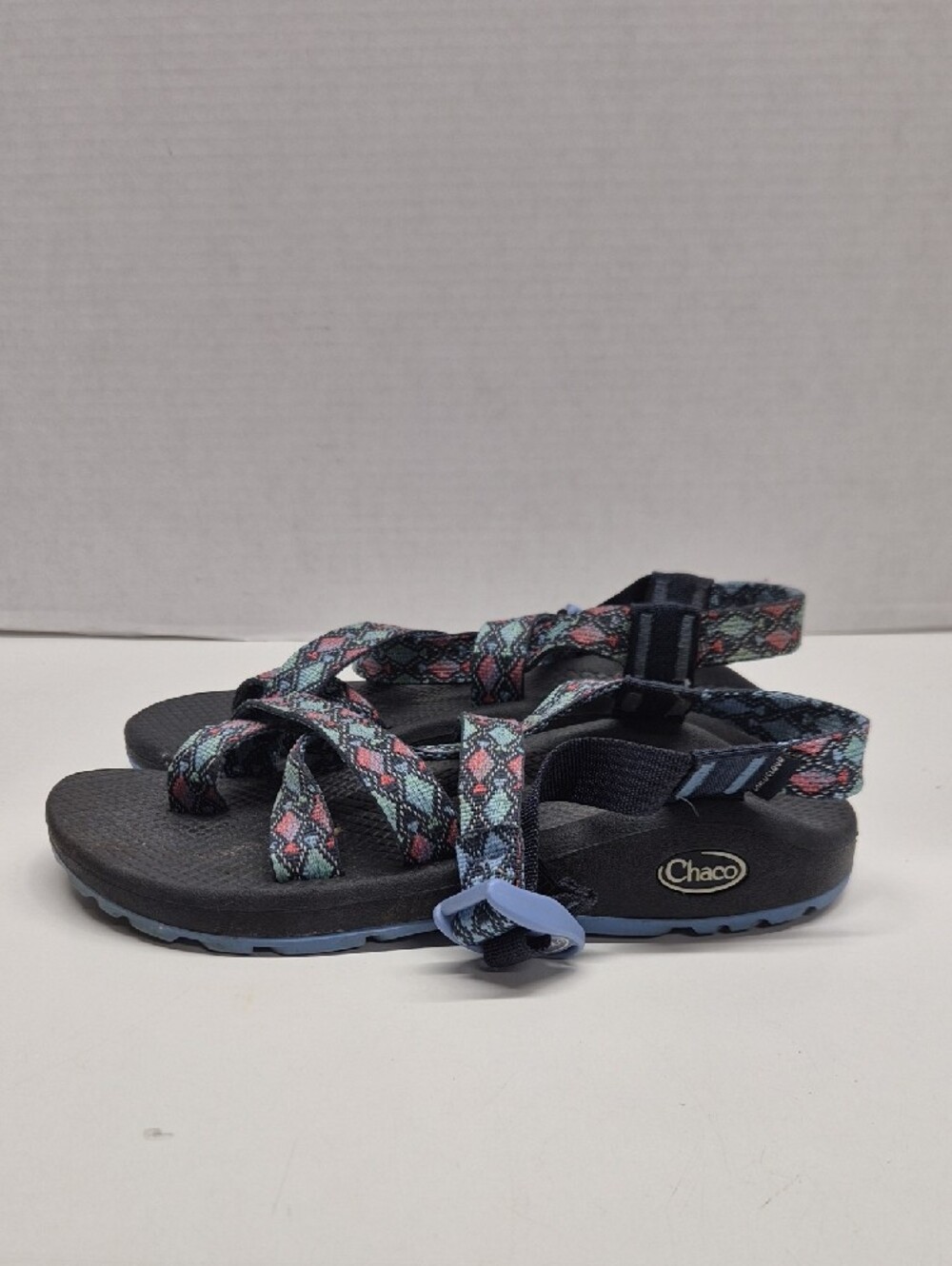 Chaco Z Cloud 2 Sandals Toe Loop Strappy Sporty Geometric Shoes Blue Womens 7